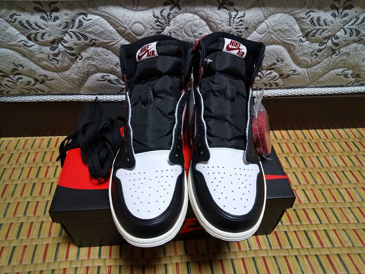 エア ジョーダン1 AIR JORDAN1 high OG BLACK/GYM RED-WHITE-SAIL つま 