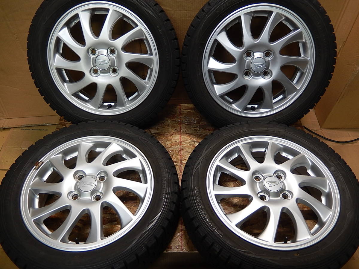 W 条件付き本州送無 超バリ山深溝 165/60R/15 ダイハツ純正アルミ付 ダンロップWM01 165/60R/15 超バリ山深溝4本SET(スタッドレスタイヤ)｜売買されたオークション情報、yahooの商品情報をアーカイブ 4穴