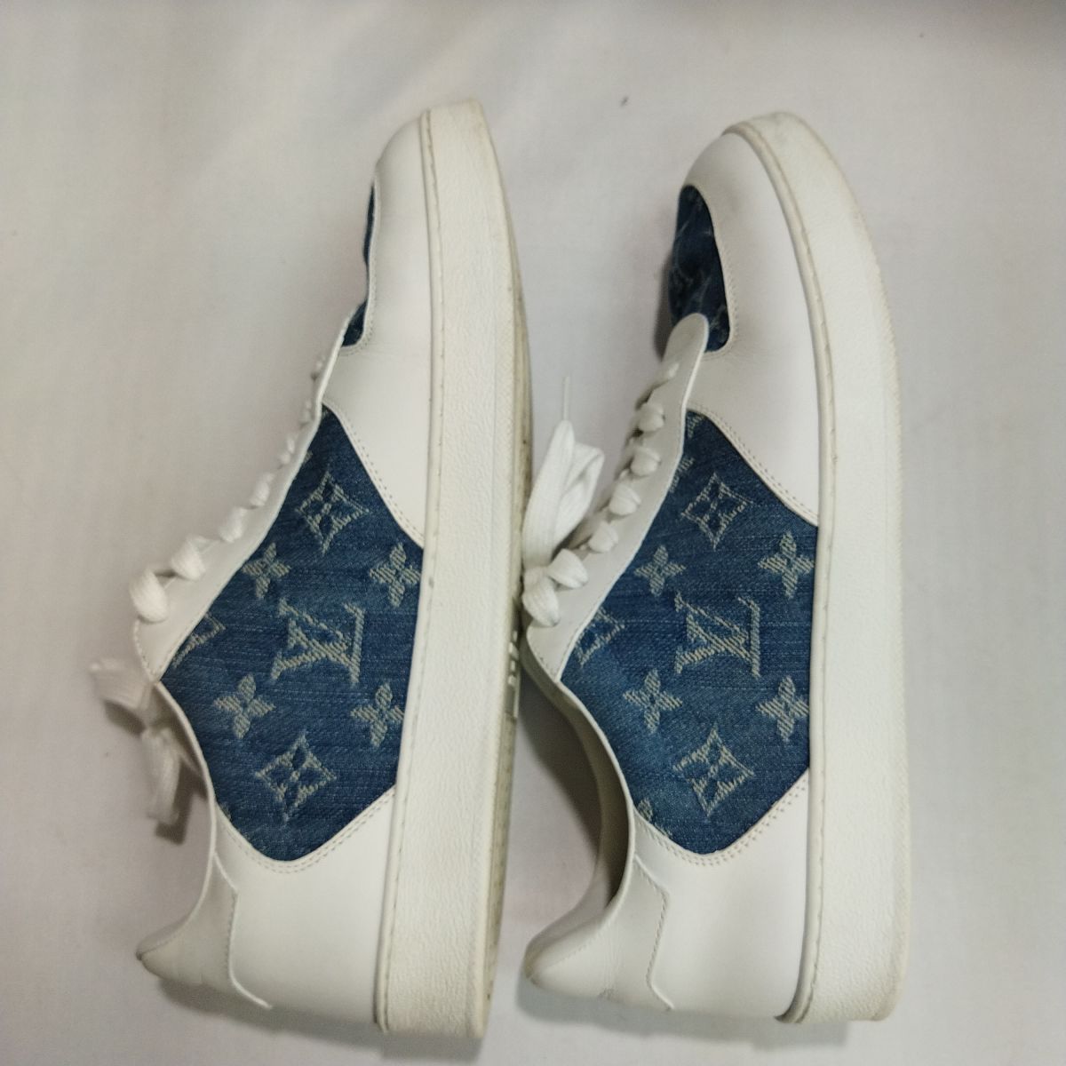 ルイ ヴィトン スニーカー デニム ブルーXホワイト レザー サイズ6 1