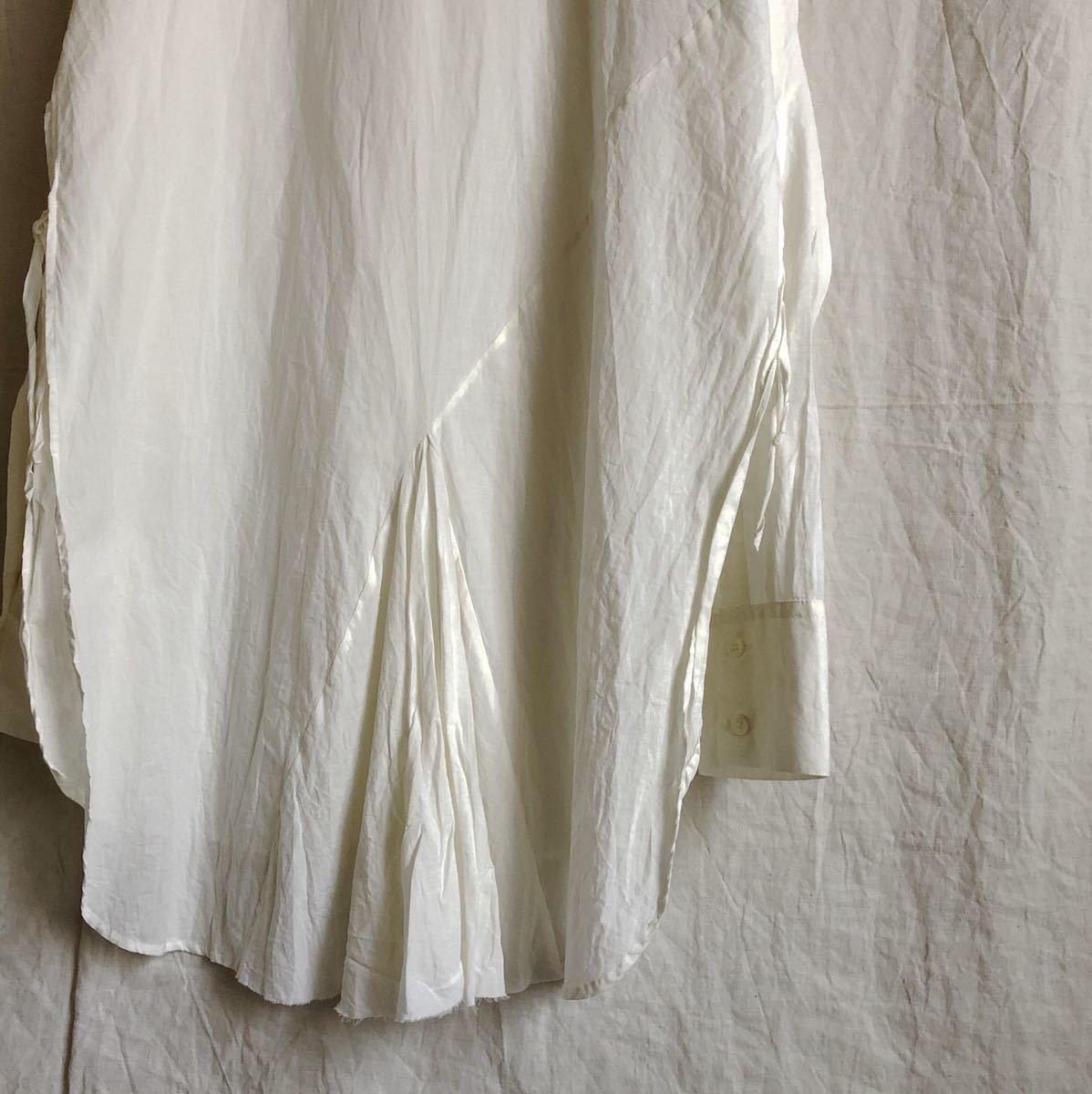 ANN DEMEULEMEESTER サイドリボン オーバーサイズ ロングシャツ M 白 