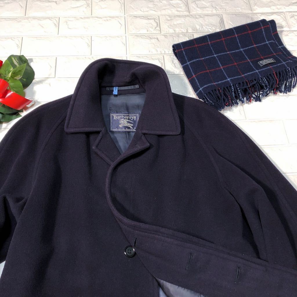☆バーバリー/美品！クリーニング済/カシミヤ混/英国製/マフラー付 