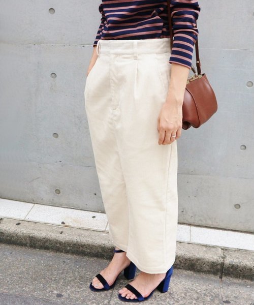 イエナIENA太コールタックスカート☆白ホワイト☆サイズ34☆A21854  