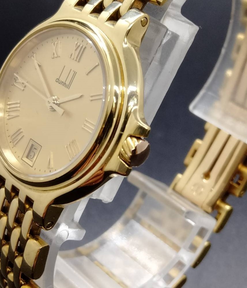 売り切り！ダンヒル 金無垢 レディース エリート 腕時計 K18 YG 750  