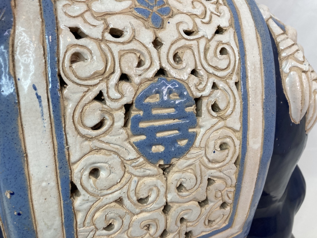 象 置物 オブジェ 陶器 ゾウ 骨董 アンティーク インテリア 花立 置物