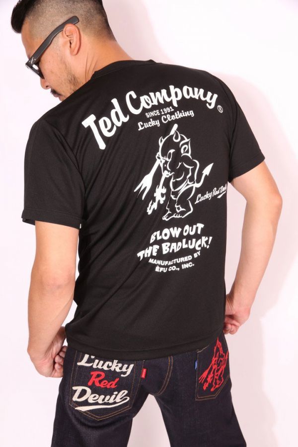 テッドマン TEDMAN ドライTシャツ ブラック×ホワイト【Sサイズ】吸汗速乾 半袖 TDRYT-100 エフ商会 アメカジ メンズ