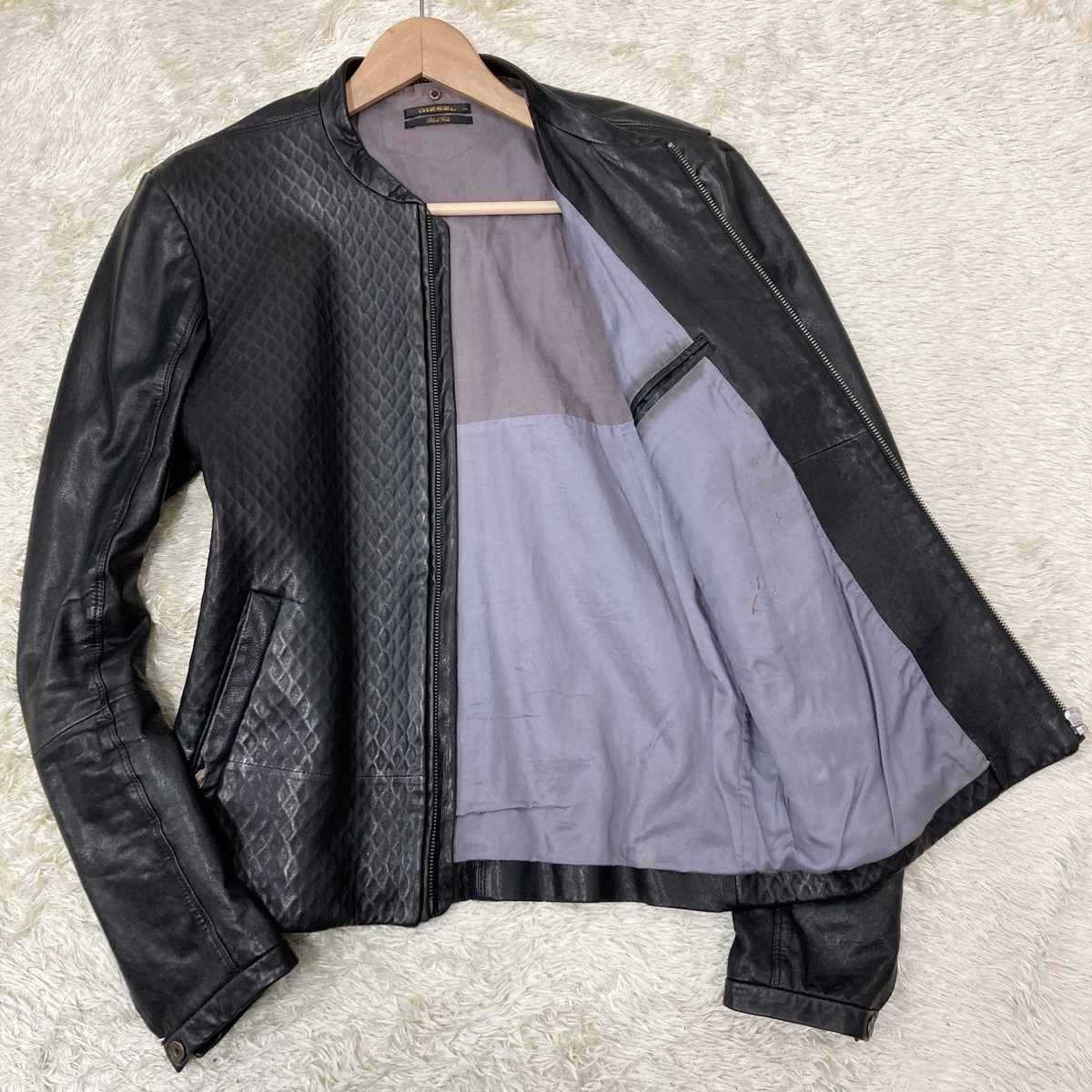 DIESEL】貴重デザイン◎シープスキン(羊革) レザーシングルライダース 