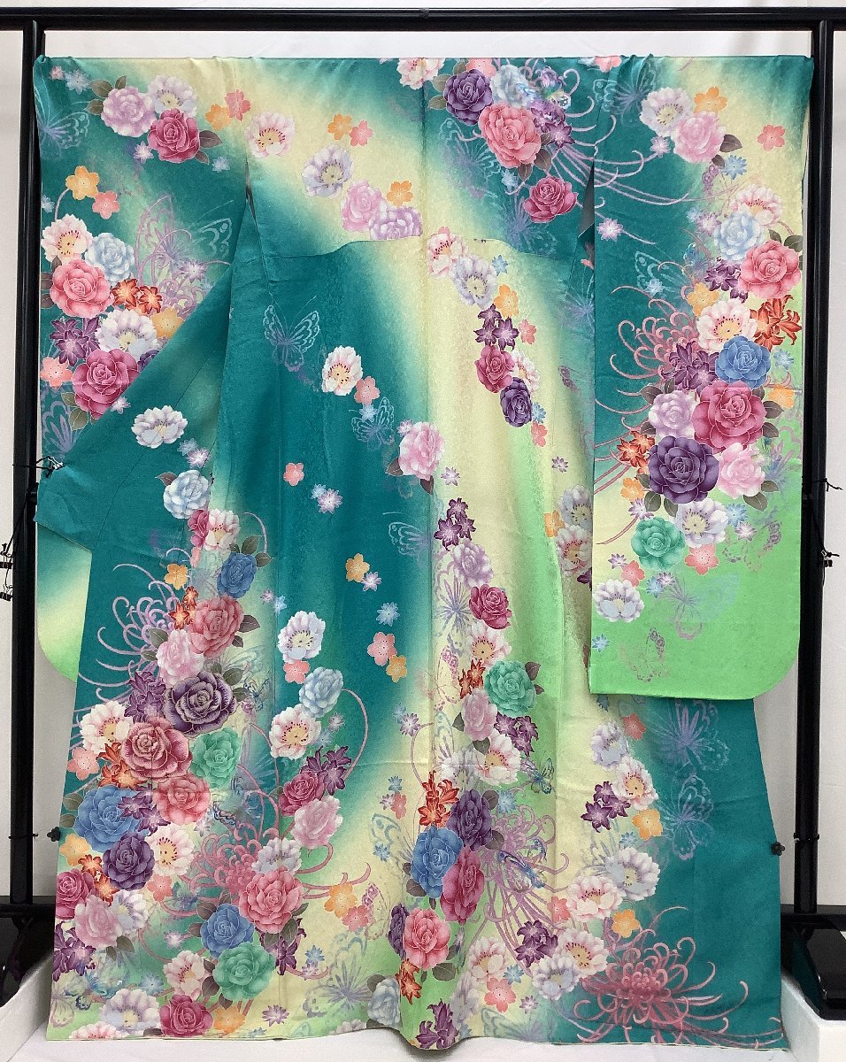  きものcocon 振袖 身丈176/裄70.5/正絹/緑系/ラメ/成人式/卒業式/結婚式 12-28-10K-0071-g(振袖)｜売買されたオークション情報、yahooの商品情報をアーカイブ公開 - オークファン 振袖