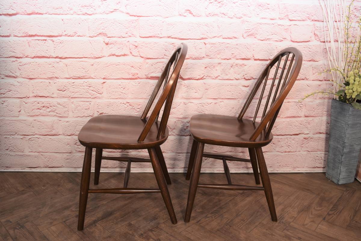 HIDA/飛騨産業 キツツキ ウィンザーチェア 2脚セット アンティーク調