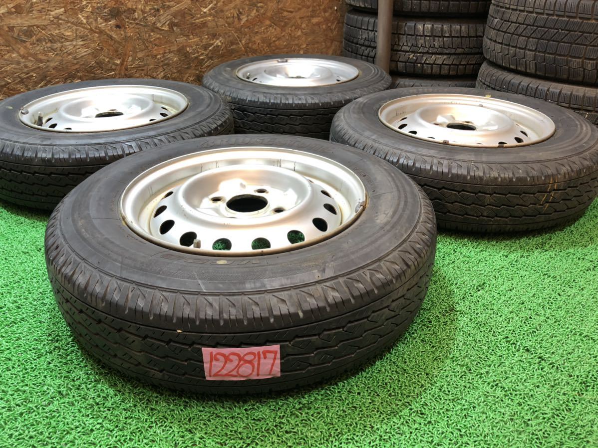 ニッサン純正 14inch 5j × BRIDGESTONE 165R14 8PR LT PCD114.3 4穴 AD