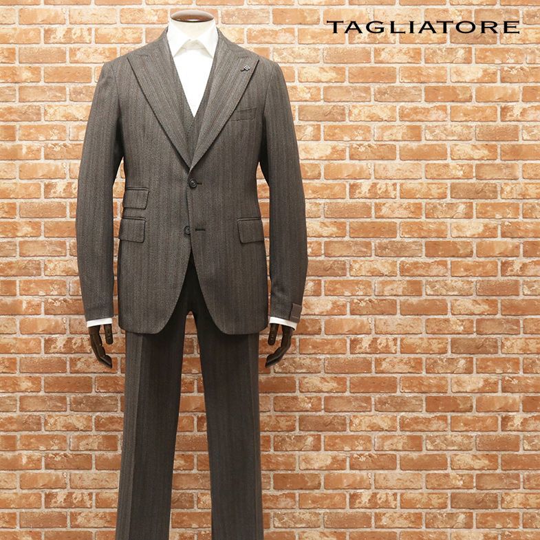 数量限定 1円/秋冬/TAGLIATORE/50サイズ/スリーピーススーツ 2SVJ26D11 綿ウール ヘリンボーン イタリア製 クラシコ 渋い /茶色/ブラウン/de825/(Lサイズ)｜売買されたオークション情報、yahooの商品情報をアー Lサイズ