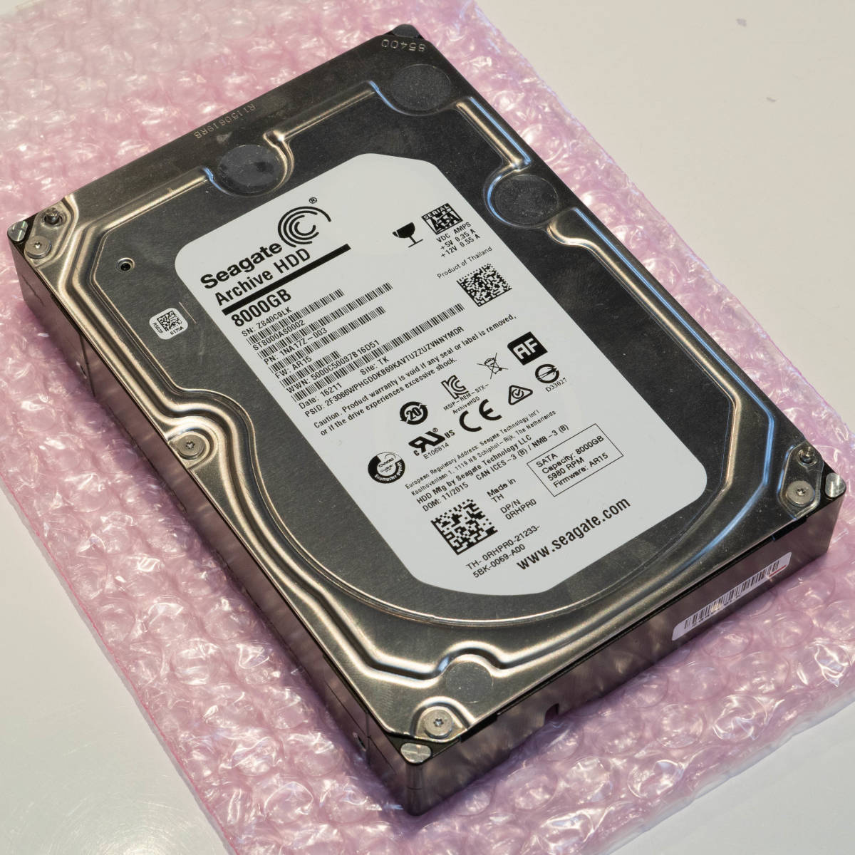 8TB Seagate ST8000AS0002 Archive SATA 3.5インチHDD HDD v2 中古 