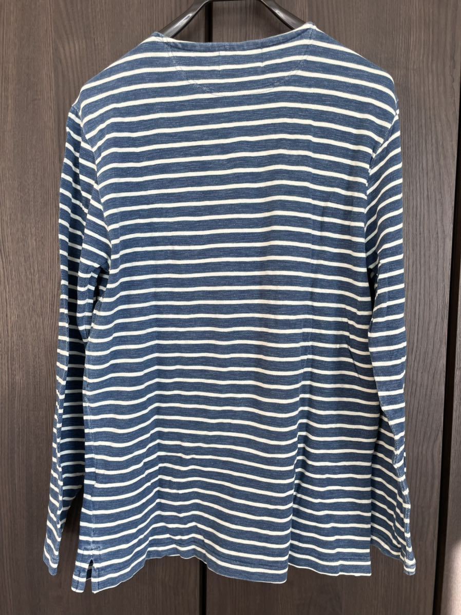 ダブルアールエル RRL ボーダー ウールマフラー インディゴ染め ダブル