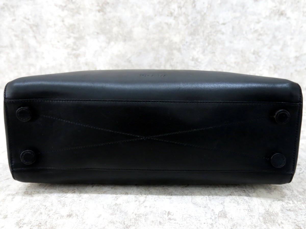 極 PRADA プラダ B8197 VITELLO CITY ロゴ型押し カーフ レザー 本革 
