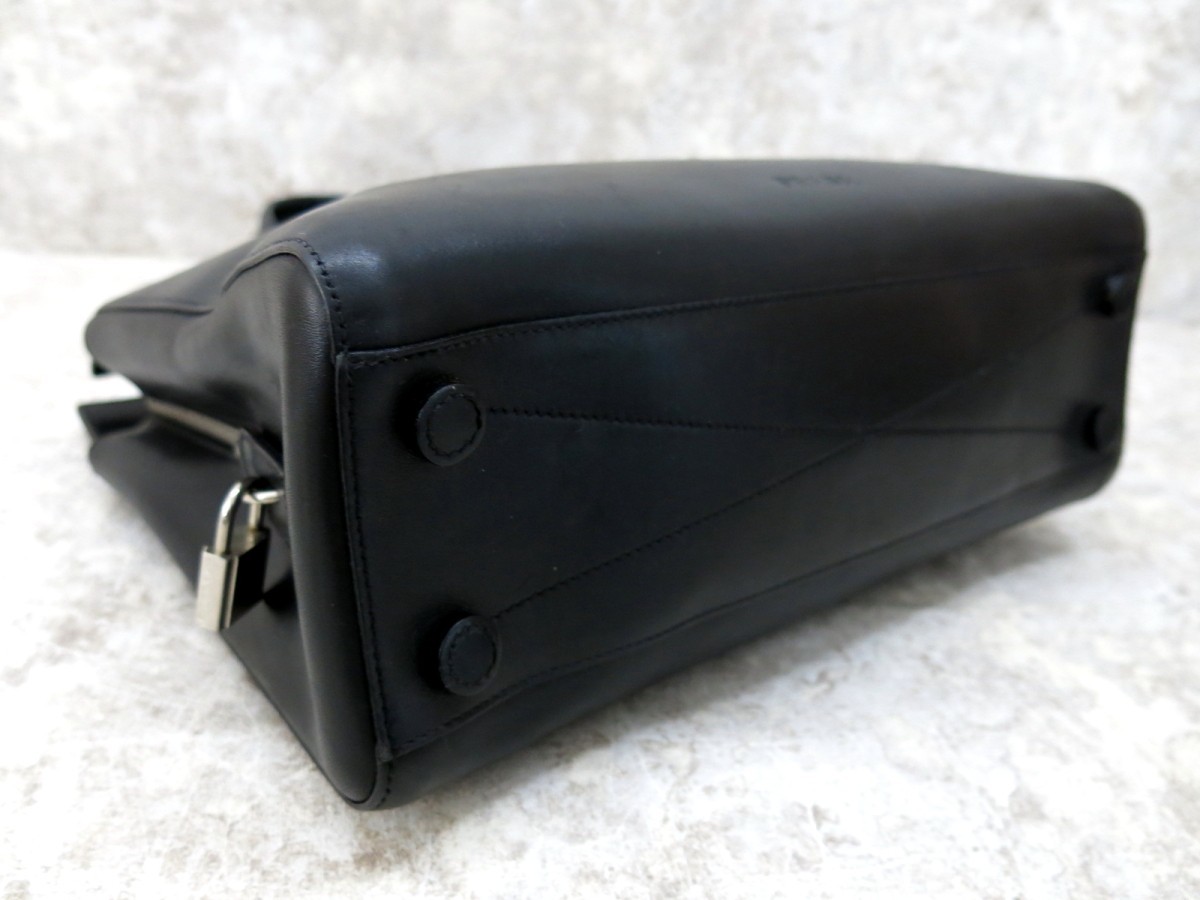 極 PRADA プラダ B8197 VITELLO CITY ロゴ型押し カーフ レザー 本革 