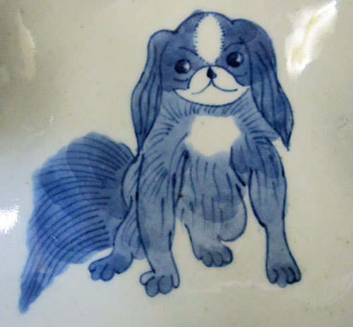 古伊万里 染付け 染付 珍品図柄 江戸期 変形皿 洋犬図 鉢 酒