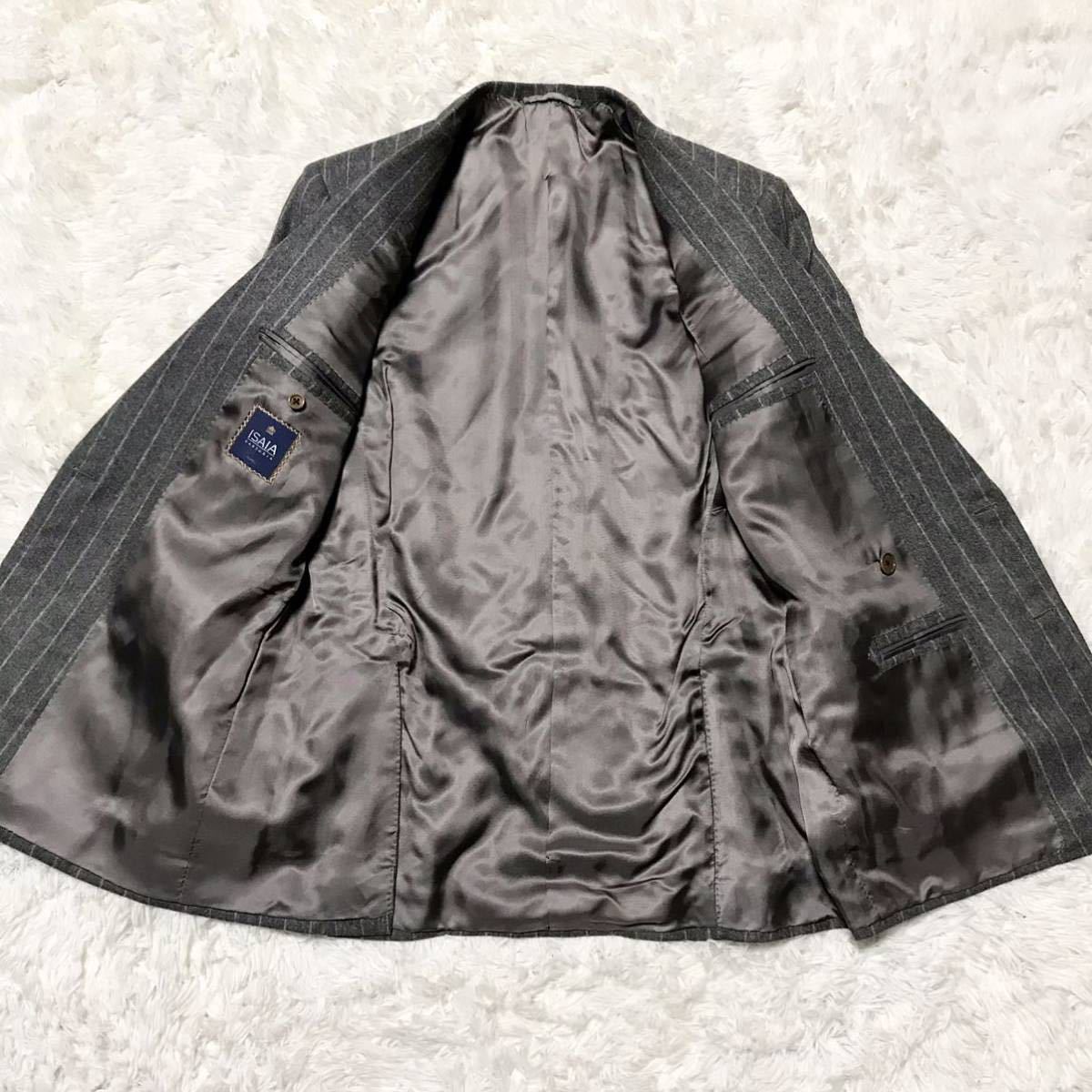 贅沢の極】美品 ISAIA イザイア ダブル カシミア混 ウール 