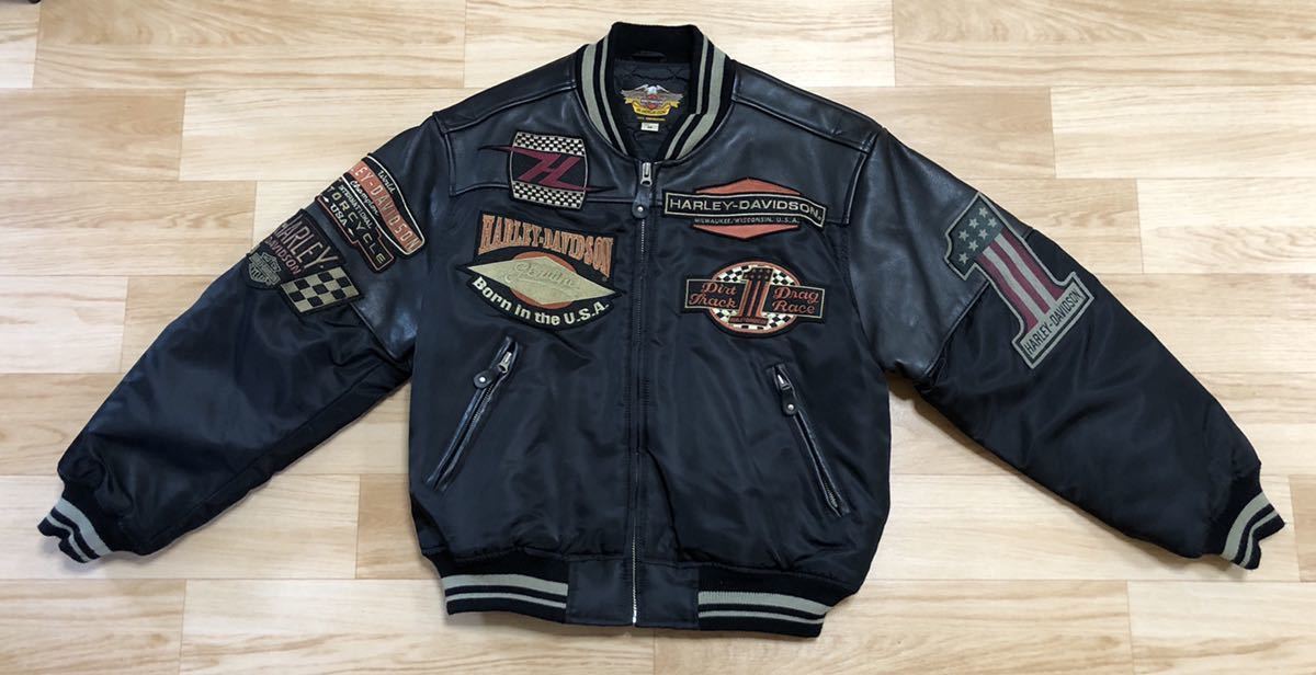 HARLEY-DAVIDSON ジャケット Mサイズ ブラック 希少？HARLEY-DAVIDSON ハーレーダビッドソン ワッペン セミデコ
