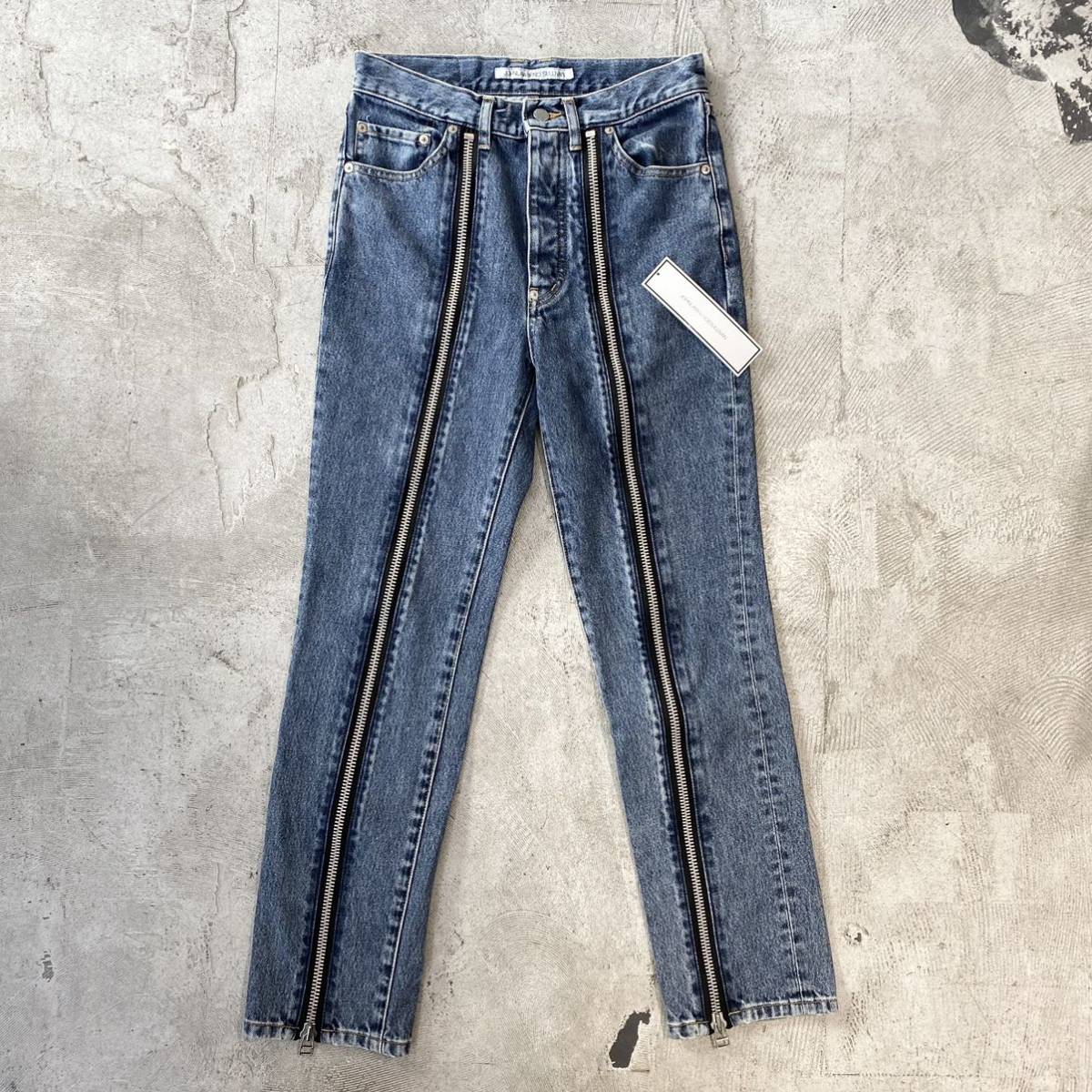 21ss 名作 JOHN LAWRENCE SULLIVAN BLEACHED DENIM ZIPPED PANTS 