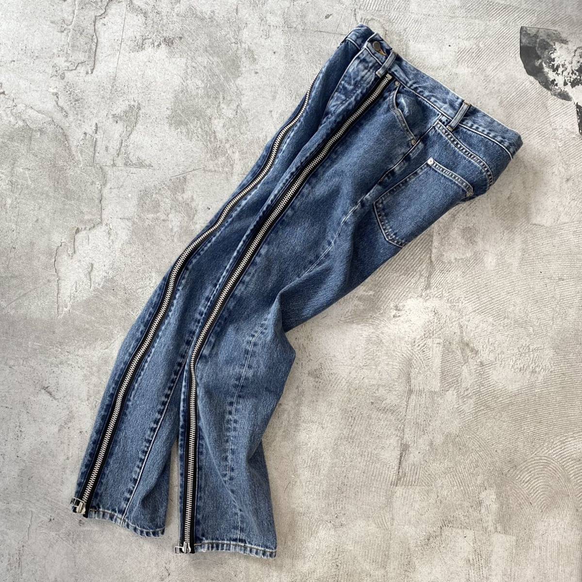 21ss 名作 JOHN LAWRENCE SULLIVAN BLEACHED DENIM ZIPPED PANTS 
