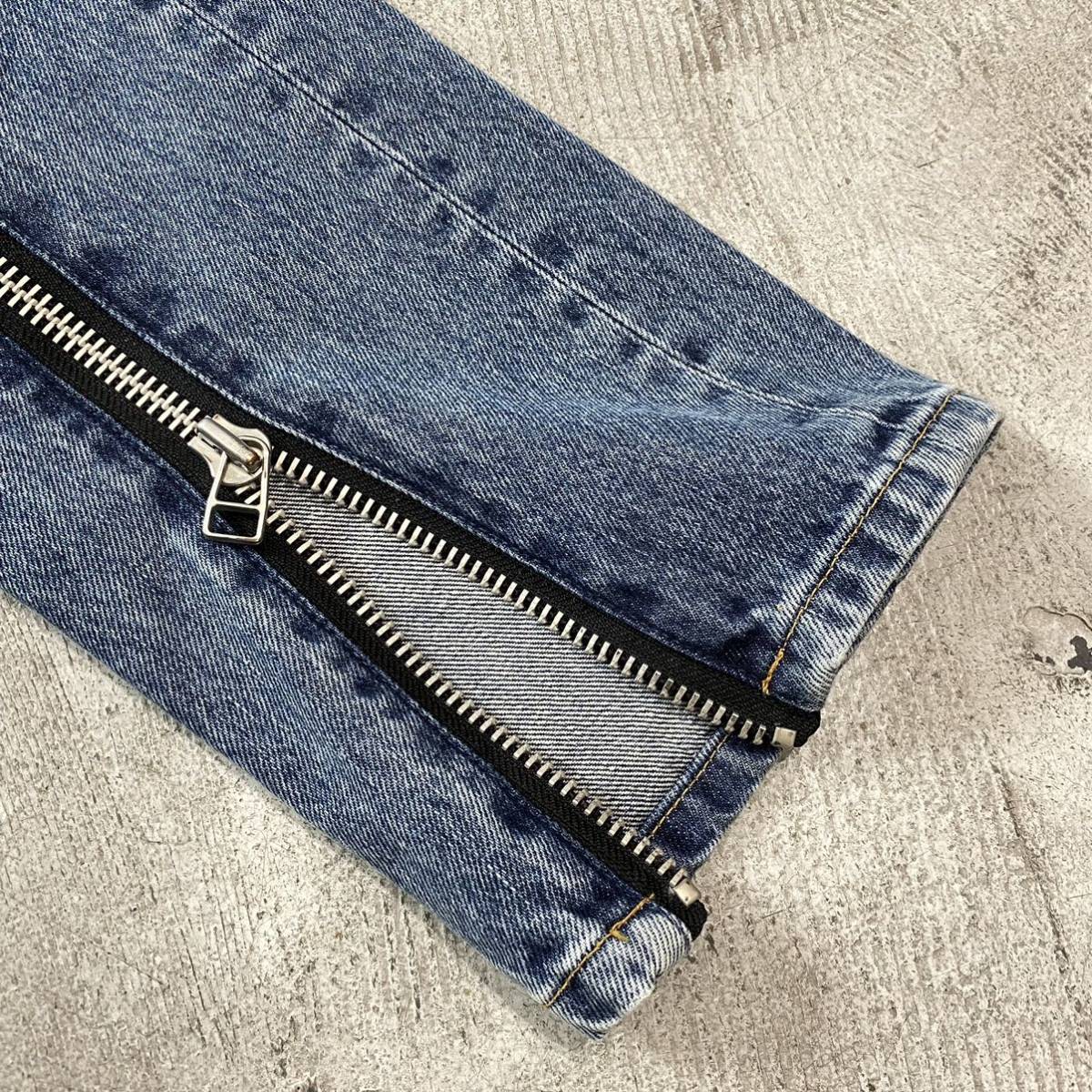 21ss 名作 JOHN LAWRENCE SULLIVAN BLEACHED DENIM ZIPPED PANTS 