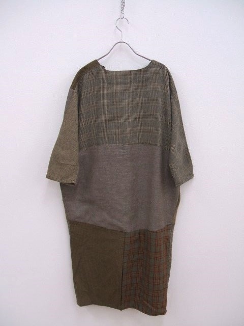 2-0113T♪ KAPITAL ツィードパッチワークギミックアートワンピース 