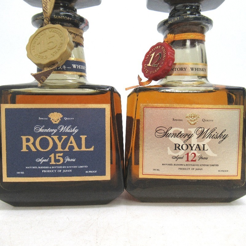 【希少】ローヤル15年、ローヤル12年　180ml セット 大阪府配送限定 サントリー ローヤル 12年 15年 ベビーボトル 5本