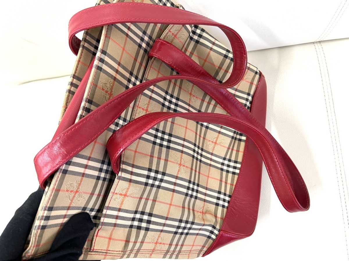 送料無料！】BURBERRY バーバリー ノバチェック トートバッグ レザー 