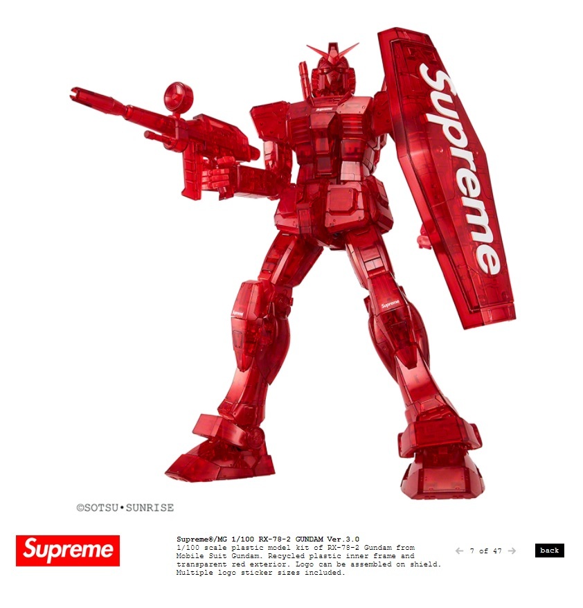定価から Supreme MG 1/100 RX-78-2 GUNDAM Ver.3.0 Red 21FW 定価から Supreme MG 1/100 RX-78-2 GUNDAM Ver.3.0 Red 21FW