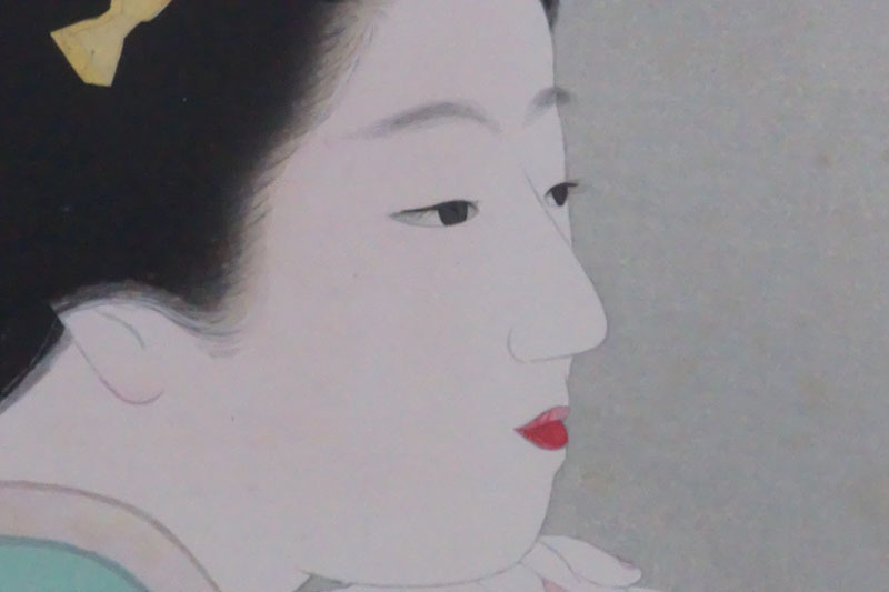 美品 上村松園「わか葉」手摺木版画 モモセ版画美術 証明シール有 近代美人画 美品 上村松園「わか葉」手摺木版画 モモセ版画美術 証明シール有 近代