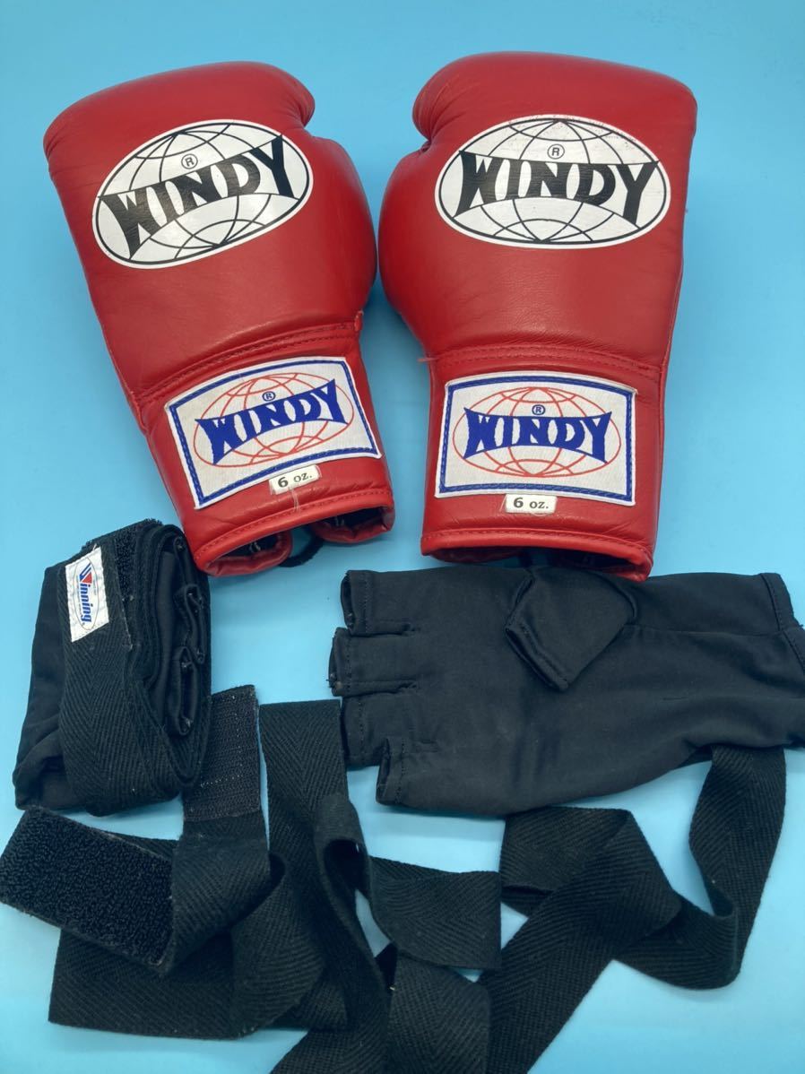 A2975N038】WINDY ボクシンググローブ 赤 ウィンディ 6oz 中古品