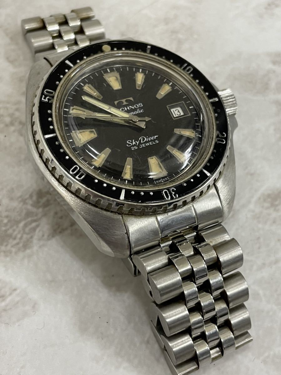 希少品・稼働品・TECHNOS テクノス SKY DIVER スカイダイバー Date 