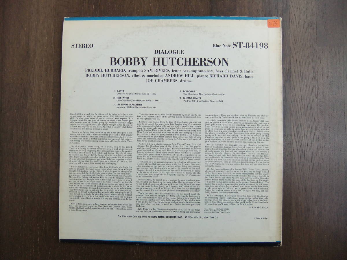 Dialogue Bobby Hutcherson Blue Note LP Poet Vinyl | (Tone BOBBY