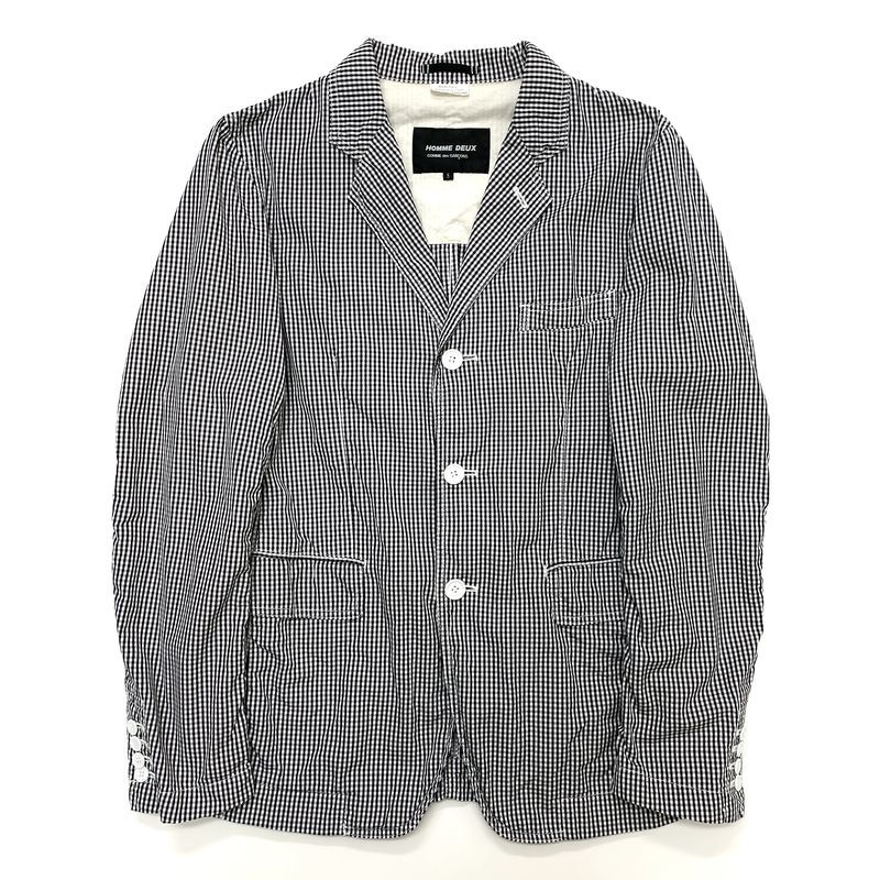 100%新品，限定セール 状態良好 COMME des GARCONS HOMME DEUX コムデギャルソンオムドゥ ギンガムチェック 3B ジャケット Sサイズ 黒 ブラック CDG(テーラードジャケット、ブレザー)｜売買されたオークション情報、yahooの 男性用