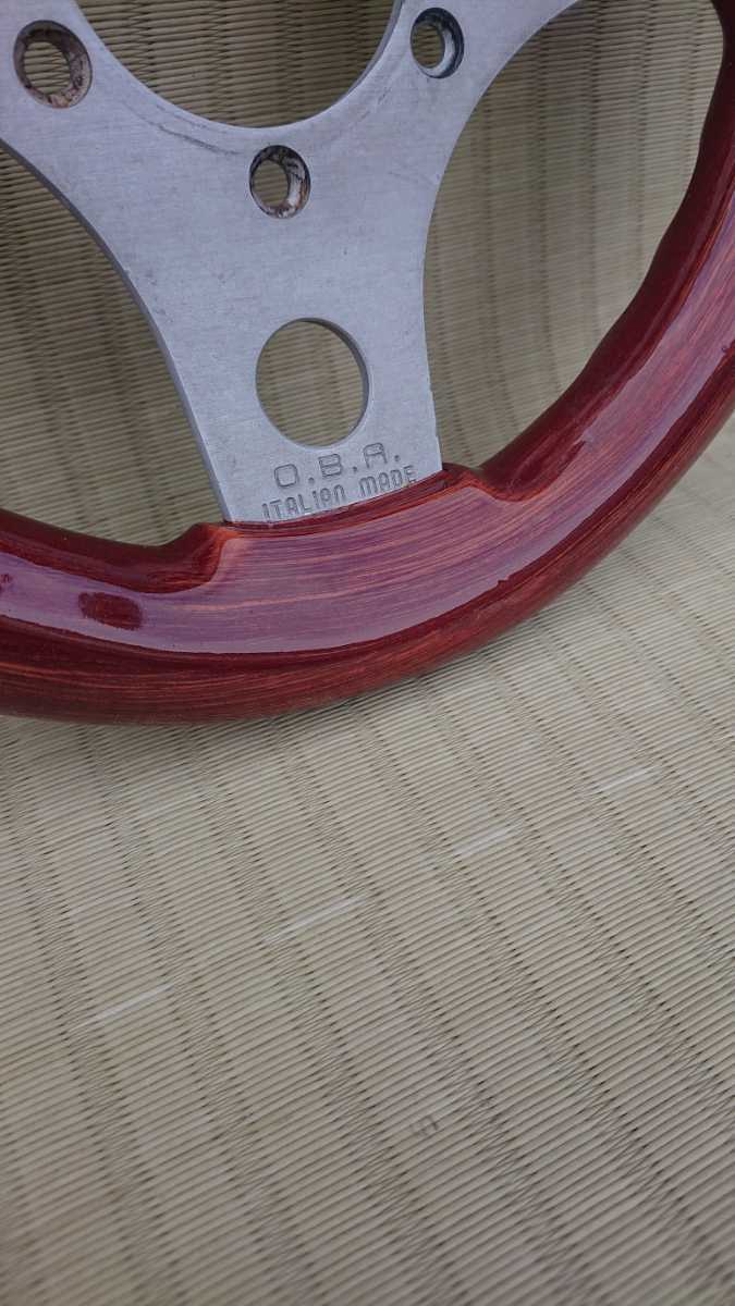 美品】オリジナル 23．5パイ小径丸穴ウッドステアリング OBA 当時物  