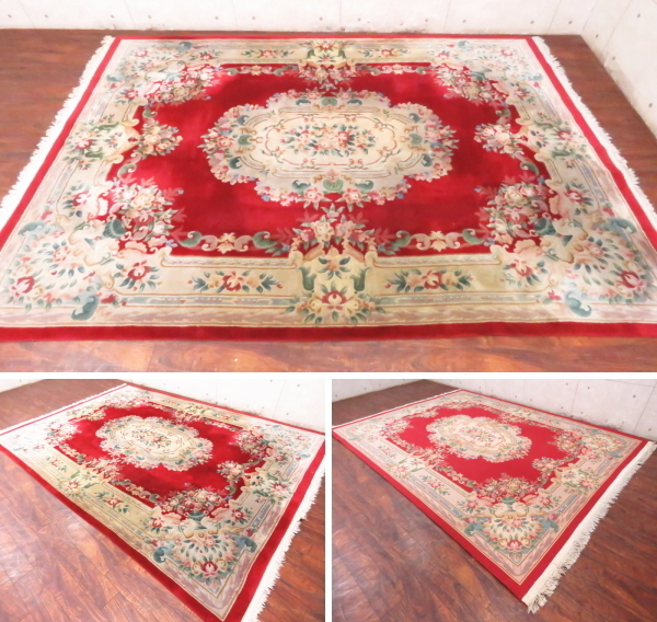 □中国緞通□伝統工芸□最高級□手織り□絨毯/マット□ウール