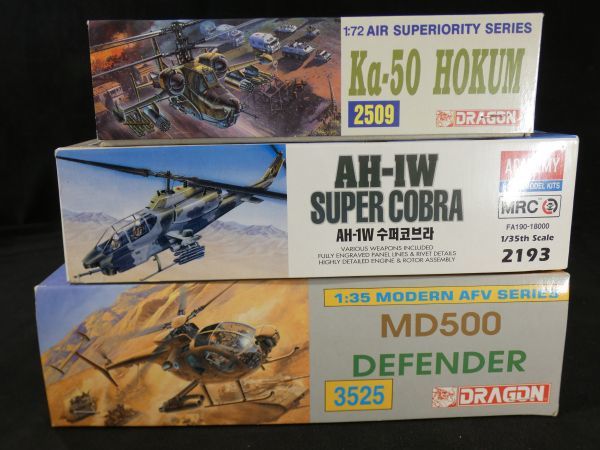 限定セール，新品 5000円以上 未組立 模型 3点セット ミリタリー 戦闘ヘリ プラモデル Ka-50 HOKUM AH-1W SUPER COBRA MD500 DEFENDER(その他)｜売買されたオークション情報、yahooの商品情報をアーカイブ公開 - オークファン その他