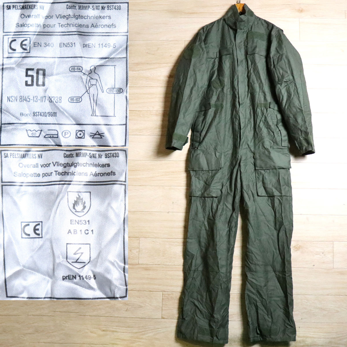 13/s1.25 ヨーロッパ古着 ヘリクルー ミリタリー オールインワン 