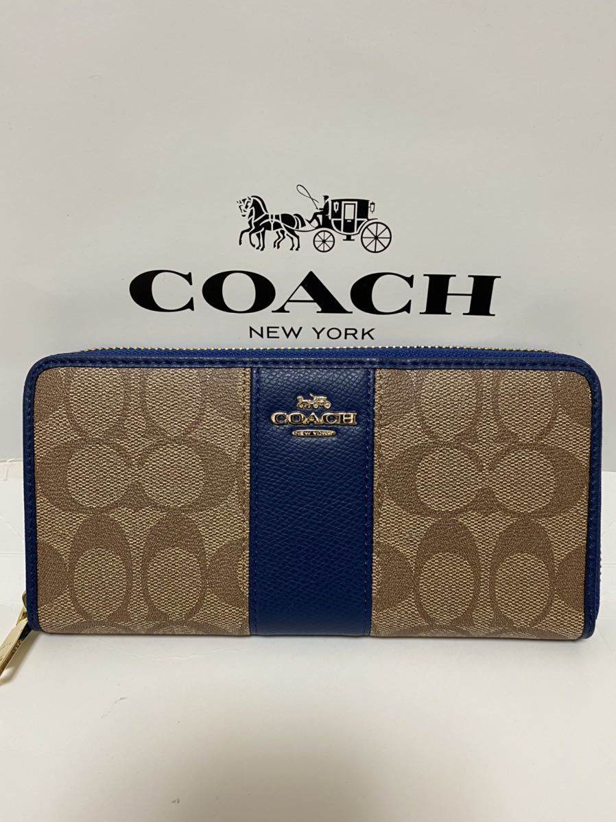 未使用 コーチ ネイビー 長財布 新品未使用】1円コーチCOACH