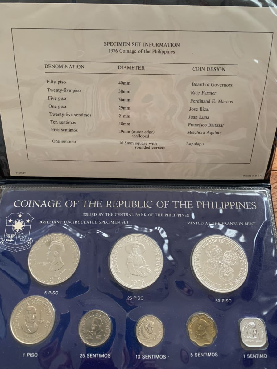 1976年 REPUBLIC OF THE PHILIPPINES PROOF SET フィリピン共和国 プルーフセット プルーフ貨幣 8種 -