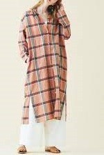美品【ボールジィ】ロングシャツワンピース 36 フレンチスリーブ チェック トゥモローランド ボールジィ Ballsey 定価：38,800円 2019SS 日本製