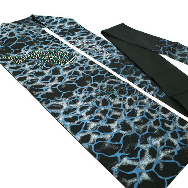 ◆みやがわ sb9259.名古屋帯 九寸 西陣 織紫苑辻正武 黒地 ジンベイザメ 海 上質 おしゃれ カジュアル 新品 仕立て上がり