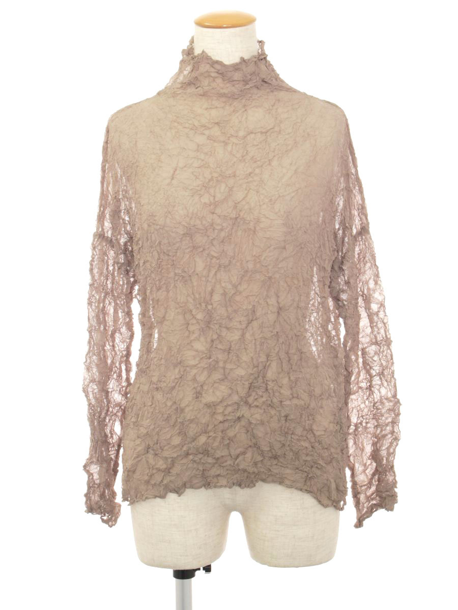 美品　イッセイミヤケPERMANENTEペルマネンテ　シワ加工トップス　ブラウン 美品 イッセイミヤケPERMANENTEペルマネンテ シワ加工トップス