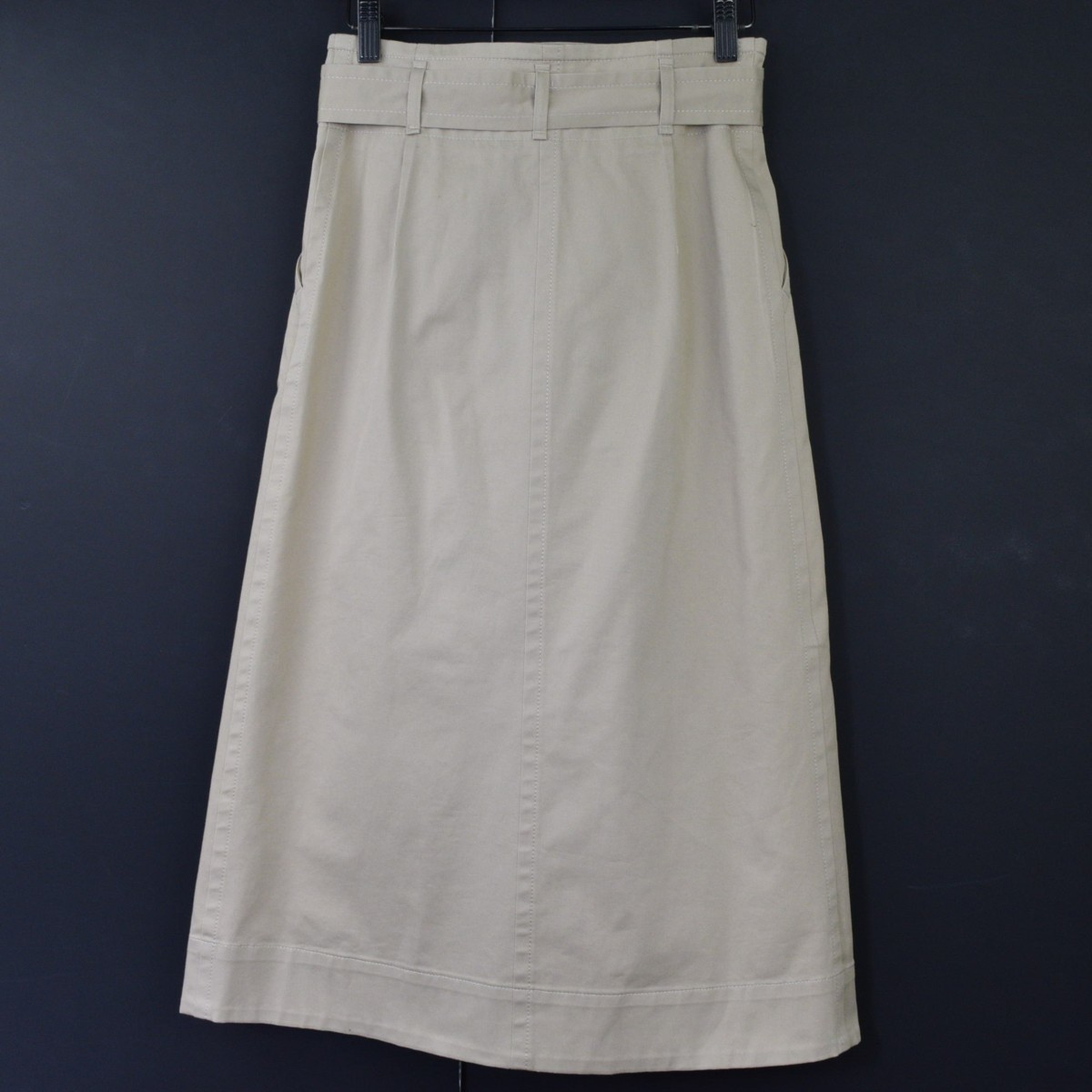 1265-21Y0259★ダブルスタンダードクロージング 美品★リボン付き♪ バイオギャバストレッチスカート 38 ベージュ 冬春通勤 定価19800円 | STORE Night Oyster 0 DRESSES