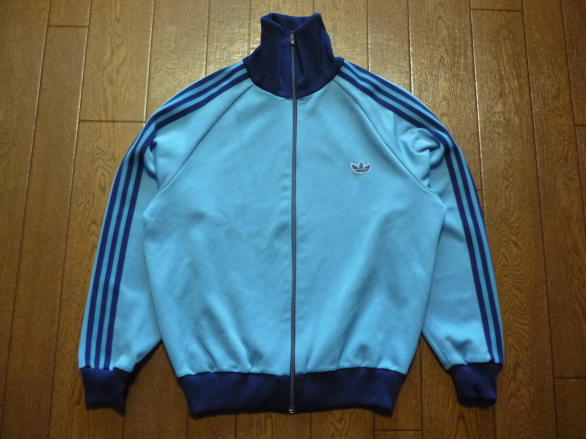80s adidas アディダス デサント ジャージ トラックジャケット 水色/紺 