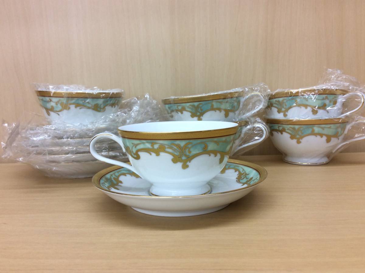 限定セール，安い #3644 Noritake ノリタケ カップ＆ソーサー 6客セット 緑/グリーン 白/ホワイト(ノリタケ)｜売買されたオークション情報、yahooの商品情報をアーカイブ公開 - オークファン ノリタケ