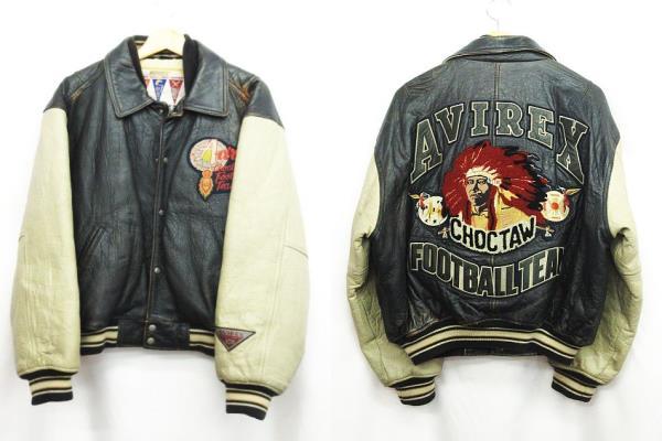 驚きの破格値，得価 ヴィンテージ AVIREX USA アヴィレックス VARSITY レザー スタジャン ブルゾン Lサイズ インディアン ブラック メンズ(ジャケット、上着)｜売買されたオークション情報、yahooの商品情報をアーカ 男性用