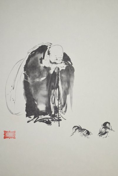 M6712 宮本武蔵「三幅対 枯木鳴鵙図 紅梅鳩図 布袋観闘鶏図」絹本 工芸