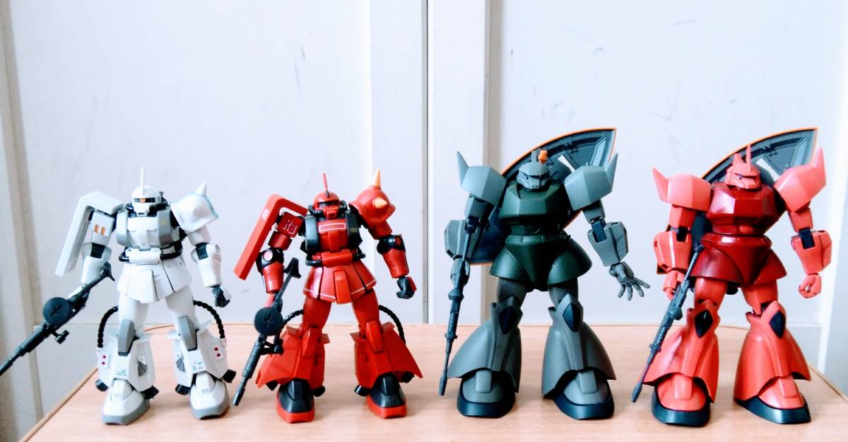 HG ジョニーライデン シンマツナガ シャア ガルマ ザク 5体 まとめ売り HGジョニー・ライデン、シン・マツナガ専用ザク、ゲルググ ジャンク品