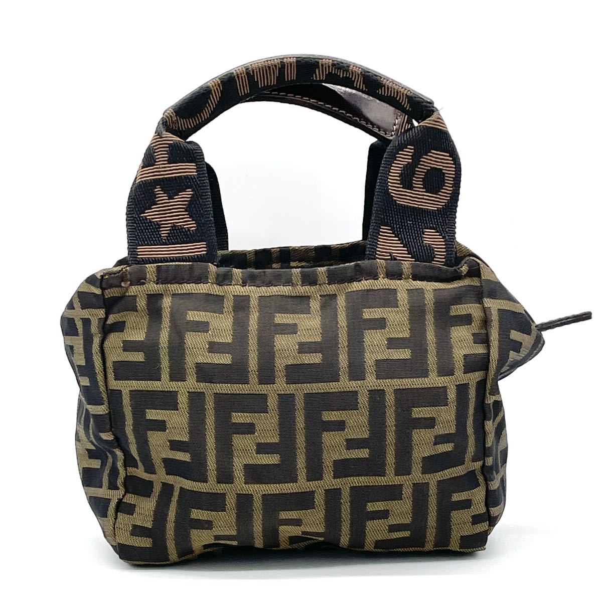 1円 美品 FENDI フェンディ ズッカ柄 ズッカ ミニハンドバッグ ミニ