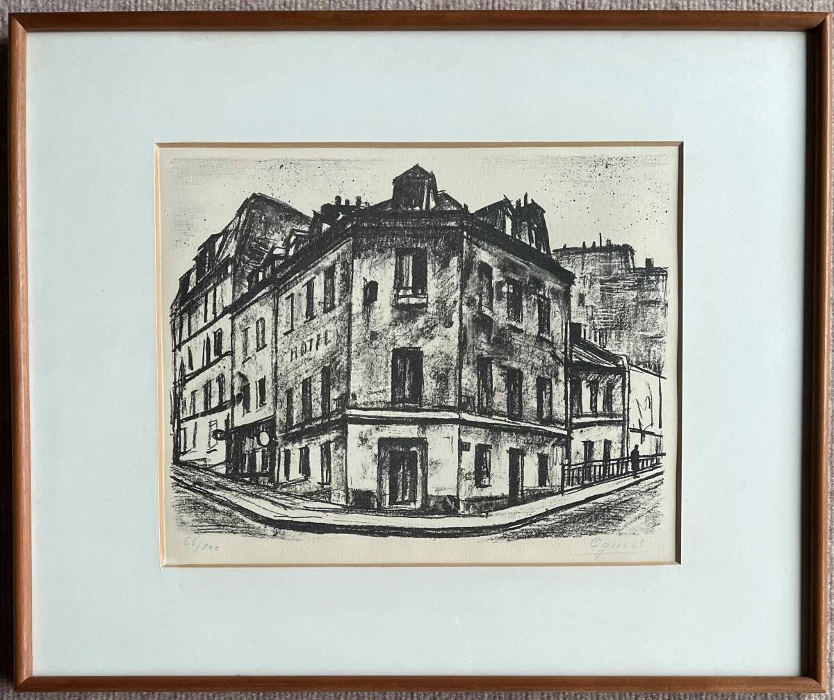  荻須高徳 パリの風景より place de la chapele オリジナルリトグラフ 直筆サイン(石版画、リトグラフ)｜売買されたオークション情報、yahooの商品情報をアーカイブ公開 - オークファン 石版画、リトグラフ